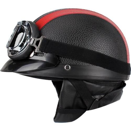 Vintage Motorcycle Helmet Men women Helmet Open Face Retro Half Helmets Moto Motocicleta Capacete Casco Casque Kask with Goggles