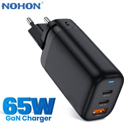 NOHON GaN 65W USB C Charger Quick Charge Type C PD Charger QC 4.0 3.0 Wall Fast Charger for iPhone Xiaomi Laptop Tablet