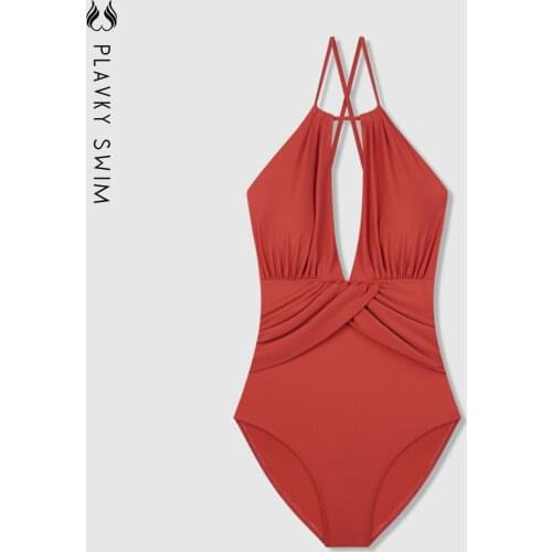 High Neck Cut Out One Piece Swimsuit Women Sexy Shirring Crinkle Swimwear Swim Beach Wear Bath Suit 2021 Monokini Bodysuit