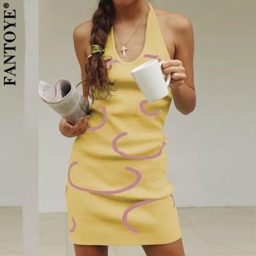 FANTOYE Selveless Sexy Women Sling Bodycon Dresses 2021 New Short Club Party Dress Ladies Elegant Backless Skinny Club Partywear