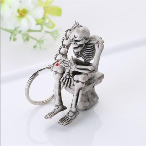 1pc Men Creative Alloy Keyfob Car Keyring Keychain Key Chain Skull Toilet Gift Key Chain Accessories