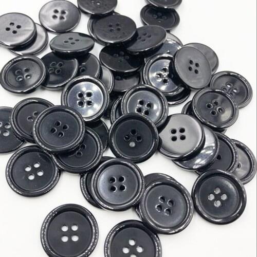 50/100pcs Big Plastic Overcoat Button Cloth sewing Appliques Black Color 25mm PT245