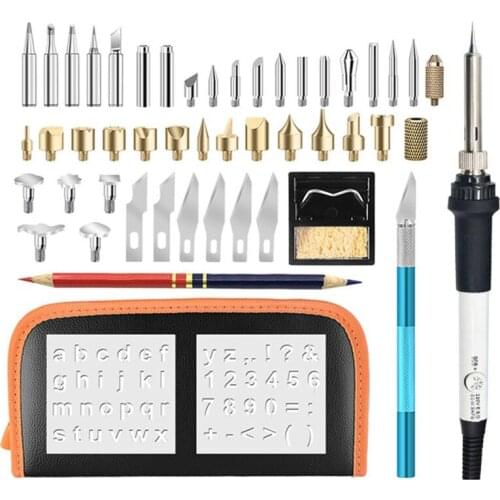52pcs Engraving Pen Electric Soldering Iron Wood Burning Kit Flipping Word Embossing Pyrography Welding Repair Tool Craft Set