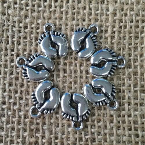 76 Pcs/lot 14x10mm Cute Pair Feet Charms for Jewelry Making Antique Silver Plated Pendant for DIY Necklace Bracelet Earring A041