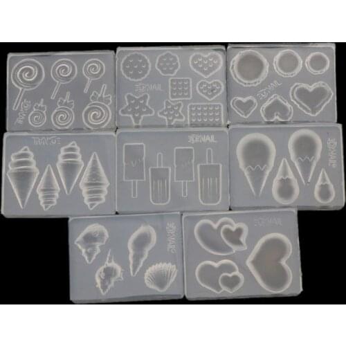 8Pcs Food 3D Acrylic Mold Kit Nail Art Ice Cream Biscuit Resin Mold Jewelry Tool