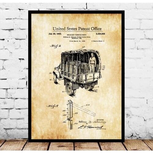 Army Truck Patent 1943 Blueprint Poster