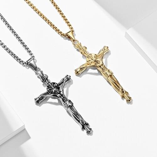 Free Delivery European American Christianity Cross Jesus Personalized Customized Pendant Necklaces For Men Male Stainless Steel