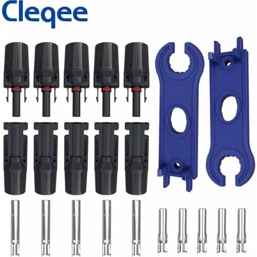 Cleqee 5Pairs Solar Connector and Spanner Panel Pins Terminals TUV Male Female IP67 Waterproof Connector 1000V 30A