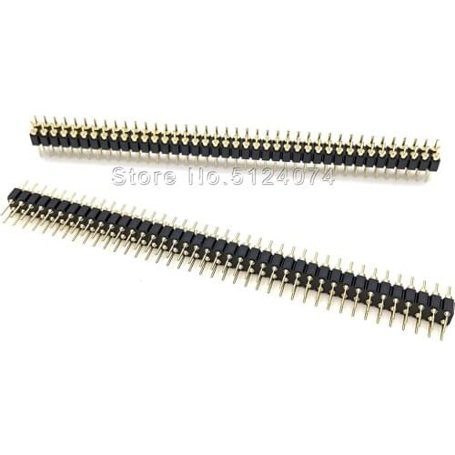 5pcs/lot 2.54 double row pin header 2*40pin spacing 2.54mm Circular hole pin Round hole pin header 2*40p gold-plated connector