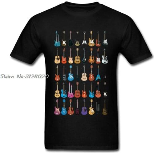 Love Guitar T-shirt Men Different Guitars T Shirt Music Lover Funny Tshirt Swag Clothing Custom Summer Coolest Black Streetwear
