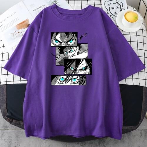 Attack On Titan Cool Eyes Womens T-Shirt Hip Hop Casual Tshirts 2021 Harajuku Trendy T Shirts Summer Black Tees For Women 2021