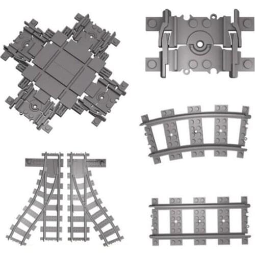 Train Flexible Tracks City train Cross Track Rail Straight Curved Rails Building Block Bricks Model Compatible All Brands train