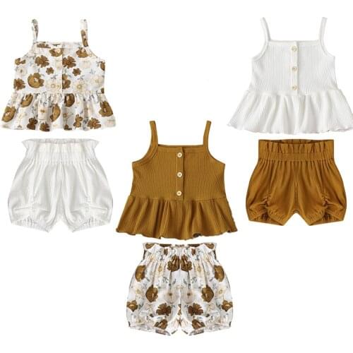 Baby Girl Clothing Set Children Summer Print Vest Shorts 2PC Kids Christmas Halloween Costume Toddler Girl Clothes 1-5 Years