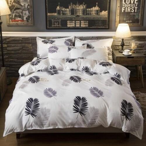 White Black Geometric Bedding Set Brief Style 3/4PCS Bedspread Bed Linen Euro Home Textiles Flower Printing Bedclothes