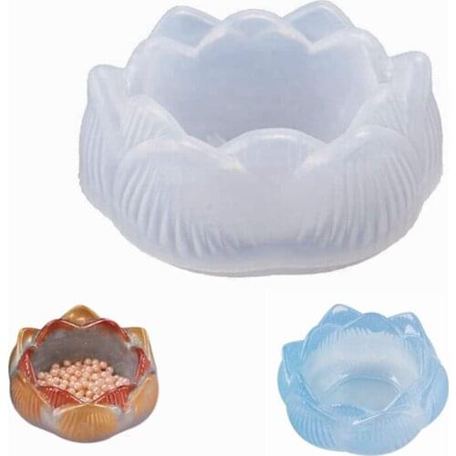 Lotus Ashtray Mold DIY Resin Molds Silicone Craft Multifunctional Lotus Candle Holders Jewelry Storage Box for Ring Necklace Ash