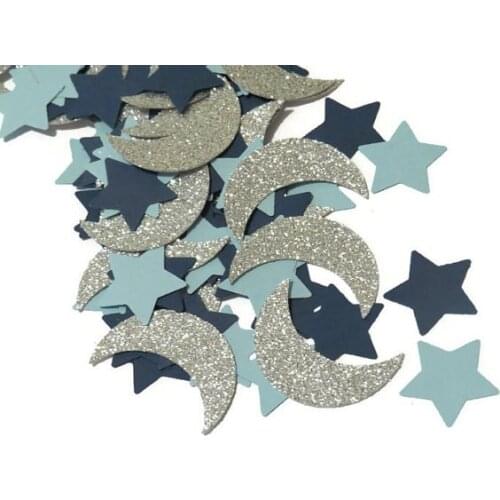 Moons and stars Glitter Confettis Table Scatter ocean beach wedding baby bridal shower bachelorette party cards