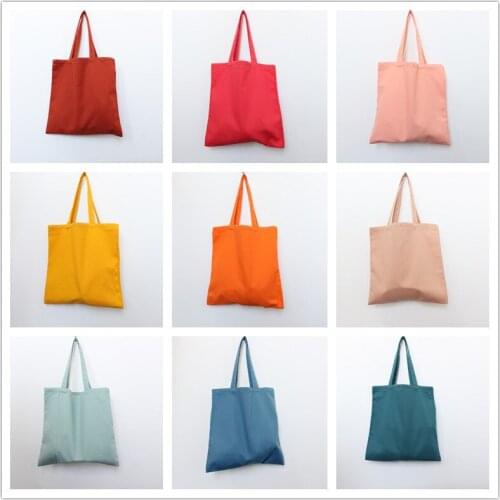 Multi Color Resuable Cotton Shopper Tote Bag Female Male Teenager Fashion Ecology Eco-friendly Canvas Daily Top-handle Handbag