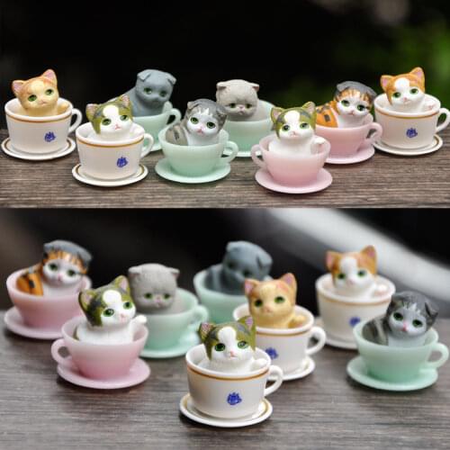 Cartoon Twisted Egg Figure Doll Kids Toys Super Cute 8 Set Cup Cat Mini Firewood Cat Cup Girl Toys Car Decoration Gift