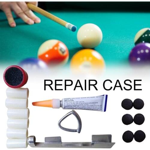 Pool Cue Tip Repair Tool Kit Billiards Supplies Tip Sander Glue File Cue Tips Splint Set Cue Repair Accessories