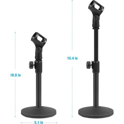 Desktop Microphone Stand, Upgraded Adjustable Table Mic Stand with Mic Clip and 5/8" Male to 3/8" Female Screw for Blue Yeti Sno