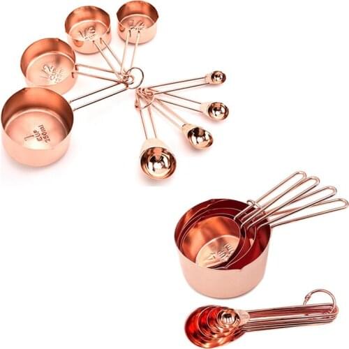 Stainless Steel 8pcs Measuring Cup Tea Coffee Spoon Set Durable Bar Dining for Cooking Handle Kitchen Home Accessories