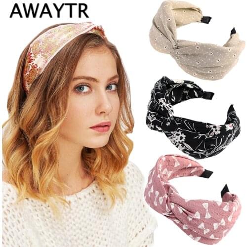 Fashion Headband Cross Broadside Hair Bands Women Elegant Flower Pattern Hair Hoop Bezel Headbands Hair Bands Hair Accessories
