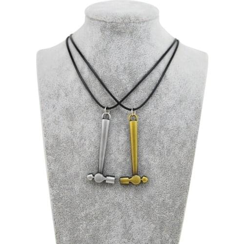 Original Mens New Leather Chain Retro Hammer Choker Necklace For Men Vintage Tool Pendant Necklace Women Jewelry Party Gift