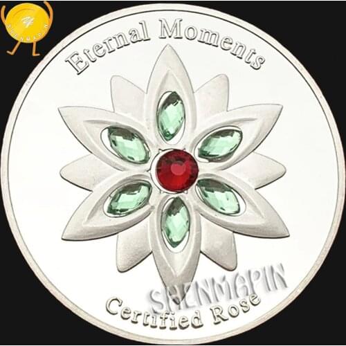 Limited Edition Diamond-set Eternal Moments Rose Commemorative Coin Love Confession Propose Marriage Memorial Gift Coins