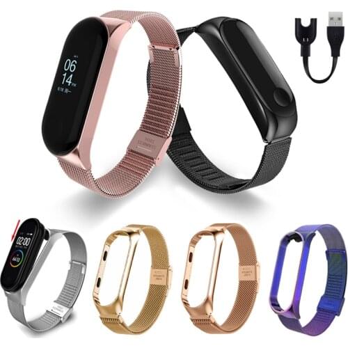 Luxury Strap For Xiaomi Mi Band 6 5 4 3 Metal Stainless Steel Mesh Belt Watches Band Smart Watch Women Men WristWatch Bracelets