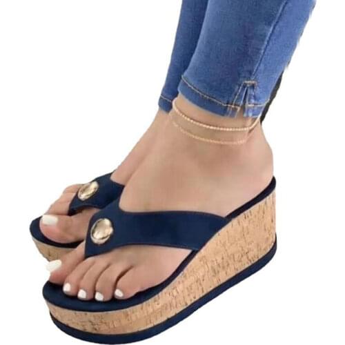 High Platform Sandals Wedges Shoes For Women Thick Bottom Casual Shoes Ladies 2021 Summer Flip Flop Black Plus Big Size 43