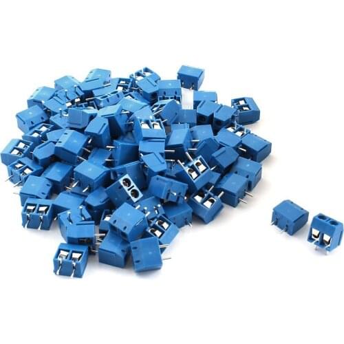 100pcs 2P Plug-in Screw Terminal Block Connector 5.08mm Pitch Blue