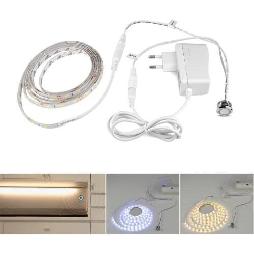 Stepless Dimmable LED Strip Light 12V 2835 SMD Touch Sensor Switch for Wardrobe Closet Kitchen LED Light lamp 110V 220V 1M 2M 3M