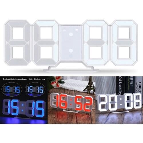 3D LED Wall Clock Modern Digital Alarm Clock Display Home Kitchen Office Table Desk Night Wall Clock 24 Or 12 Hour Display