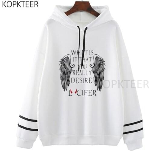 Satan Wing Lucifer Womens Sweatshirt Funny Print Harajuku Ulzzang Casual Autumn Long Sleeve Hooded Hoodies Female Clothing