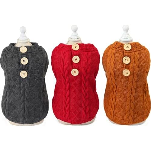 10PC/Lot Thick Warm Dog Sweaters Double-layer Winter Small Dogs Coats Woolen Vest Jacket Outfits Pet Clothes