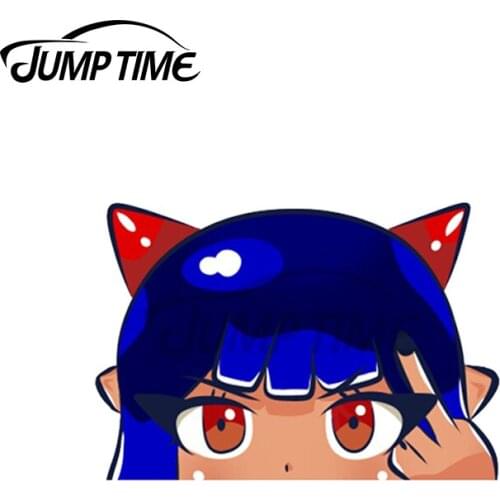 Jump Time 13 x 7.8cm For Asuka Anime Peeker Windshield Cute Girl Car Stickers Refrigerator Cartoon Bumper Car Styling