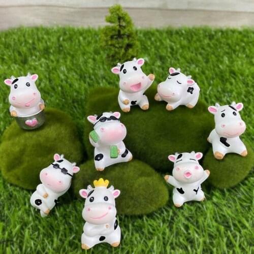 Funny Miniature Furniture Creative Cute Cow Micro Landscape Ornaments Car Accessories Moss Bonsai Personality Home Decorations
