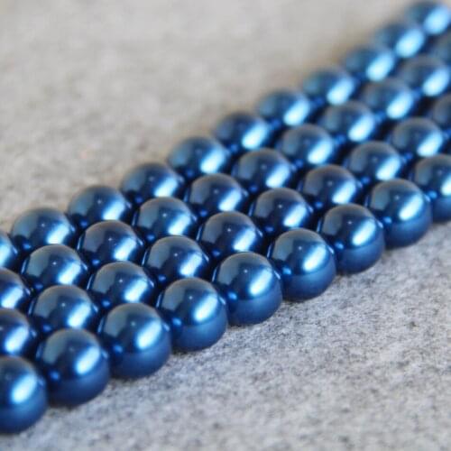 New Arrival 8-14mm Dark Blue Shell Pearl Beads Shell DIY Gift for Women Girl Loose Beads Jewelry Making Design 16inch Wholesale