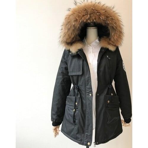 Mujer Parka 2020 Winter Jacket Women Korean Big Racoon Fur Collar Couple Long Woman Coat Parkas Abrigo Mujer KJ880 s