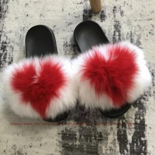 Women Fluffy Fur Slider Slippers Vendor Open Toe Fluffy Fur Slides Furry House Slippers Fuzzy Sandals Shoes Summer Flip Flops