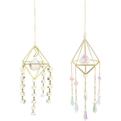 1pc Geometry Crystal Prism Rainbow Maker Home Garden Porch Window Hanging Decor Ornament Sunlight Reflector