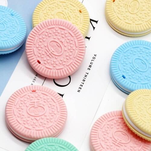 Cute-idea 1pc Baby Teethers Cookie Silicone DIY Pacifier Clips Chain For Baby Pendant BPA Free Chew Beads Bite Teething Toys