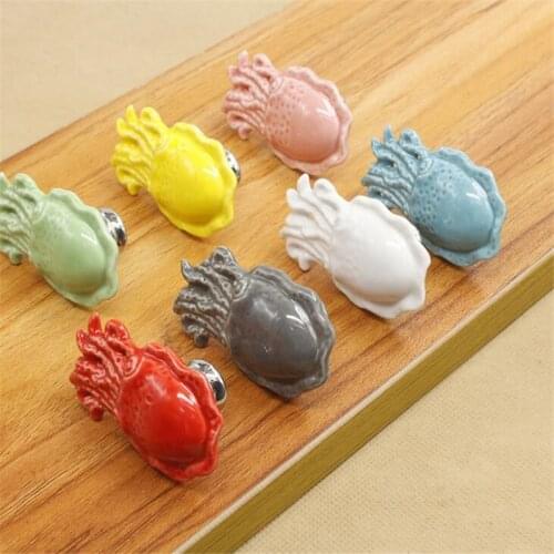 1Pc Octopus Shaped Ceramic Handle Modern Animal Cartoon Small Knob Pulls Diy Furniture Drawer Wardrobe Shoe Cabinet Door Handles