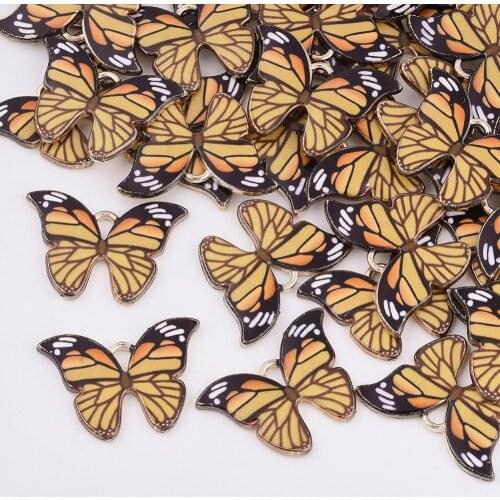 10pcs Printed Alloy Enamel Butterfly Pendants For DIY Bracelet Necklace Jewelry making Decor Accessories,Hole: 1.8mm