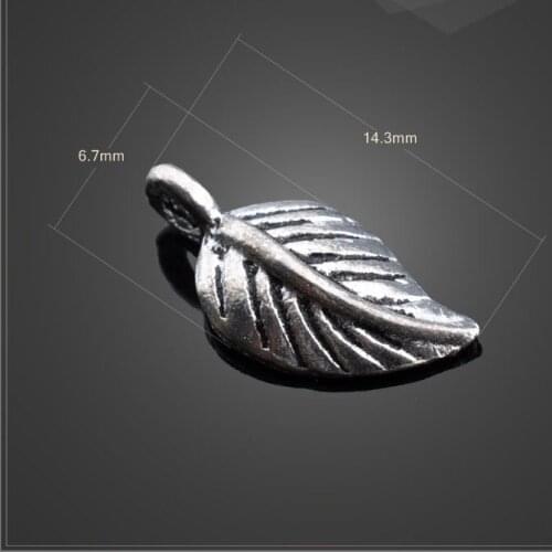 High quality 20 PCS/Lot 14.3mm*6.7mm diy jewelry making accessories antique silver plated leaf charms