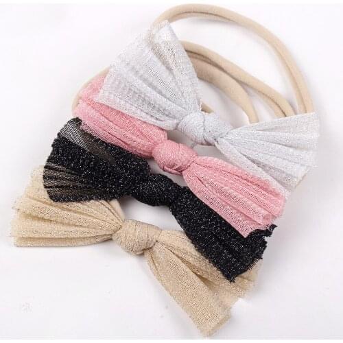 4Pcs/Set Baby Girls Bowknot Headband Soft Nylon Bows Headbands For Kids Rabbit Ear Headwrap Hair Accessories