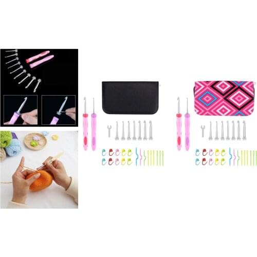 9 in 1 Aluminum Heads Hooks Crochet with Metal Heads 2.5mm to 6.5mm Comfortable Silicone Handle for Arthritic Hands