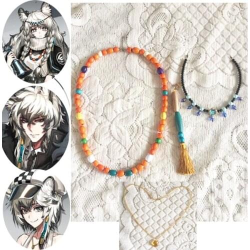 Arknights Cosplay Accessory Cliffheart SilverAsh Pramanix Necklace Hairband Ear Clip Hair Clip Halloween Costume Accessories