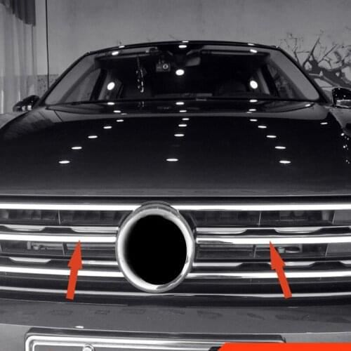 For VW Volkswagen Tiguan 2017 2018 Stainless Steel Front Center Grille Grill Cover Decoration Trim 2pcs Car Styling Accessories