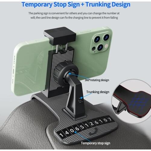 Car Phone Holder HUD Type Dash Mount Cell Phone Holder Hands Free Phone Mount 360° Rotatable Car Phone Clip Holder for All Smart